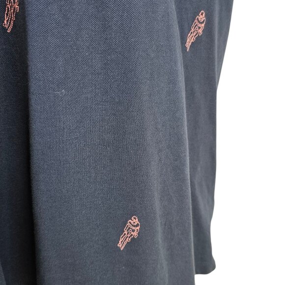 A Fish Named Fred Mens Short Sleeve Polo, Embroidered Bikes, Blue/Pink, Size M - Picture 4 of 9